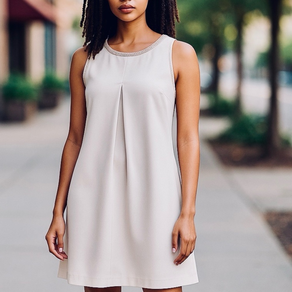 A B S Collection Beaded Dress. Cream Sz 4